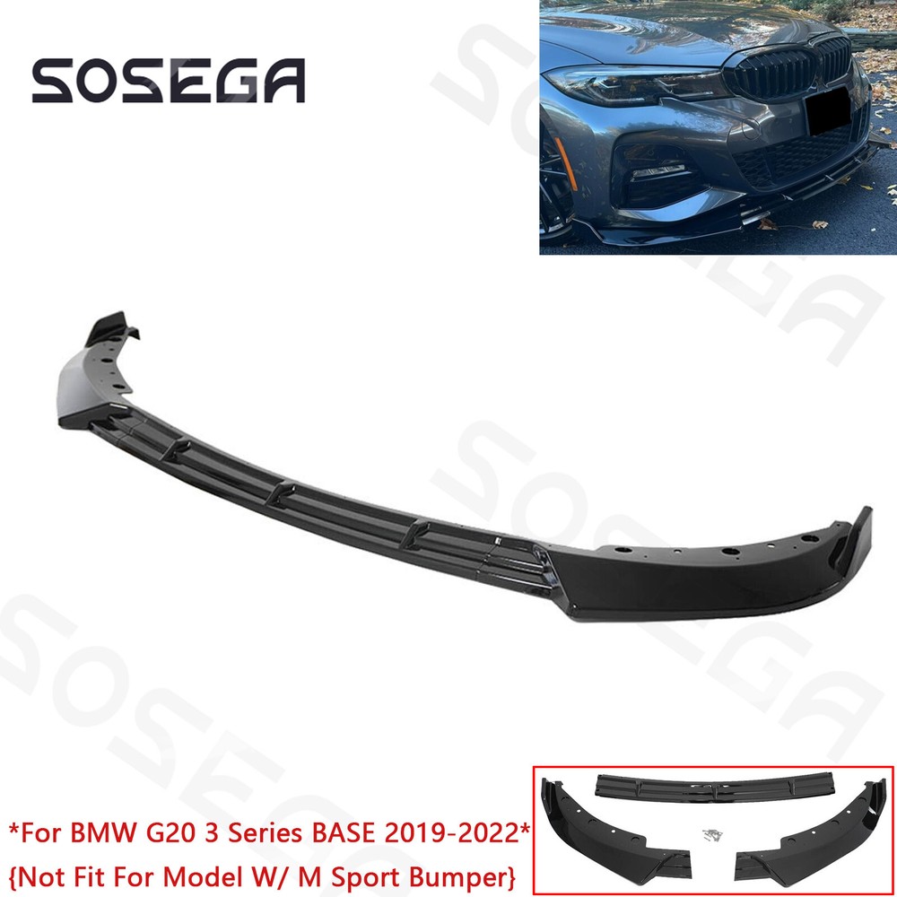 BMW 3 Series G20 2019-2022 Gloss Black Front Bumper Lip Kit for 320i 330i Base