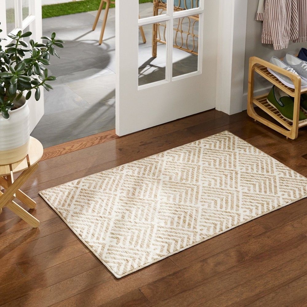 Modern Striped Washable Tufted Kitchen Rug for Multi-Use Decor