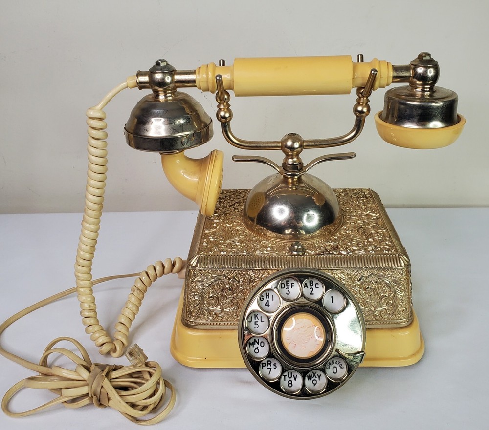 Vintage FRENCH CONTINENTAL Rotary Phone BY RADIO SHACK MODEL 43-320A Brass Body
