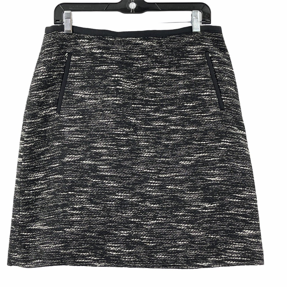 Talbots Black & White Straight Skirt Size 10 Fully Lined Career Wear with Zip