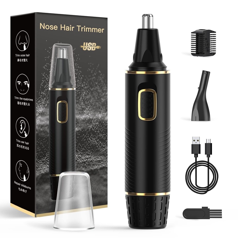 USB Rechargeable Painless Nose Ear Hair Trimmer Waterproof Dual Blades