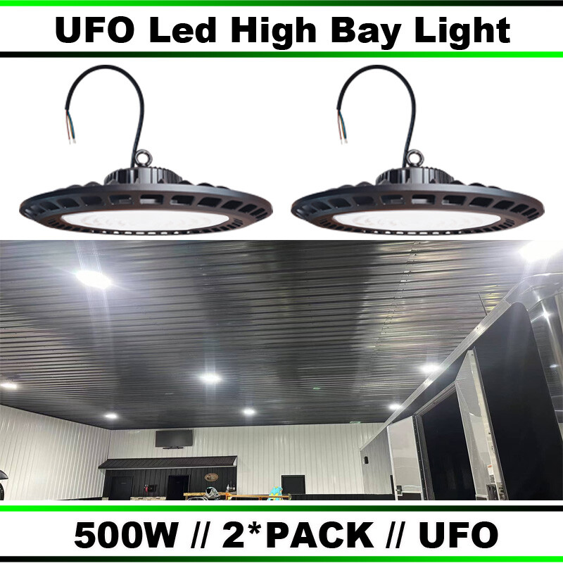 UFO LED High Bay Light 2-Pack 500W Commercial Warehouse Lighting