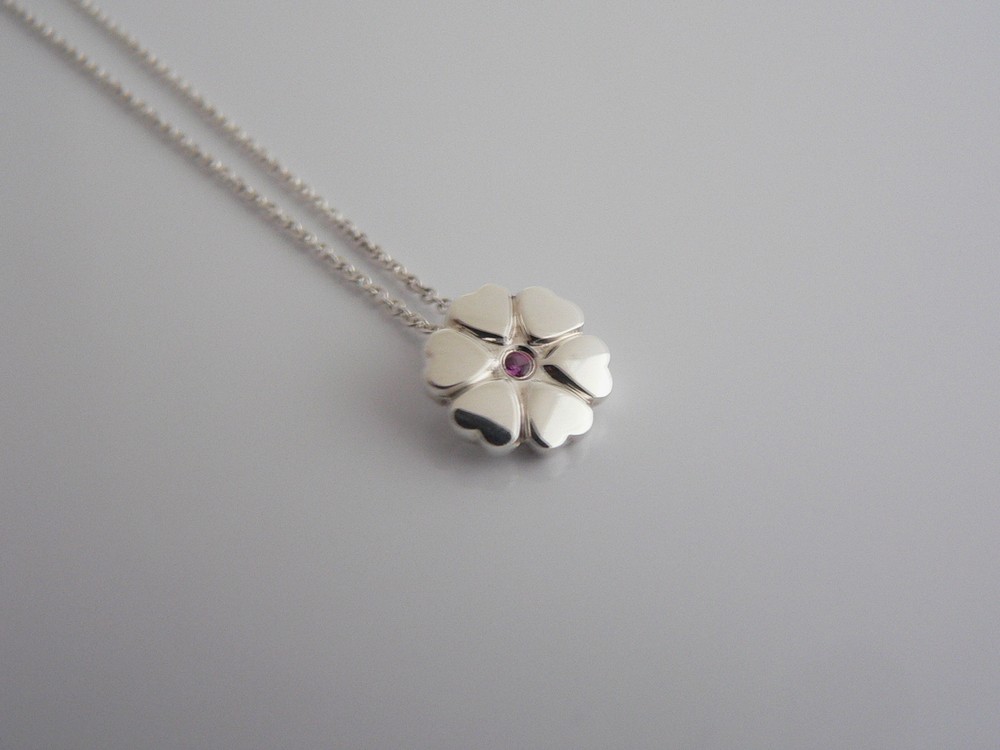 Tiffany & Co Crown of Hearts Pink Sapphire Necklace Pendant Silver Love Gift