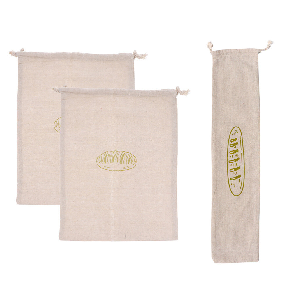 3-Piece Drawstring Storage Bags for Bread Fruit Daily Essentials  