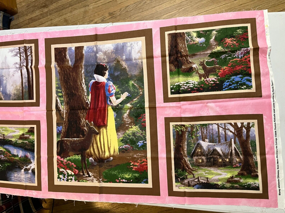Disney Snow White Discovers Cottage Cotton Fabric Quilt Panel 25-03-152  