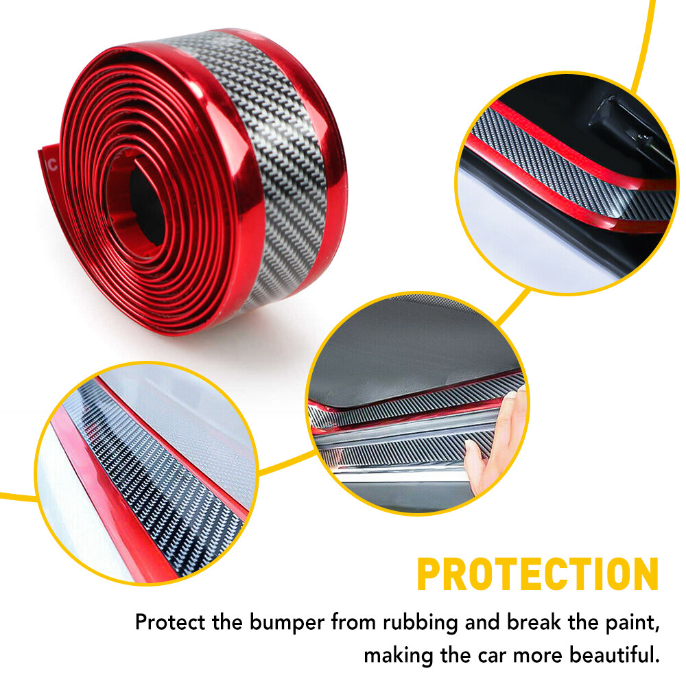 2MX3CM Carbon Accessories Car Fiber+Red Car Door Scuff Sill Anti-Scratch Sticker