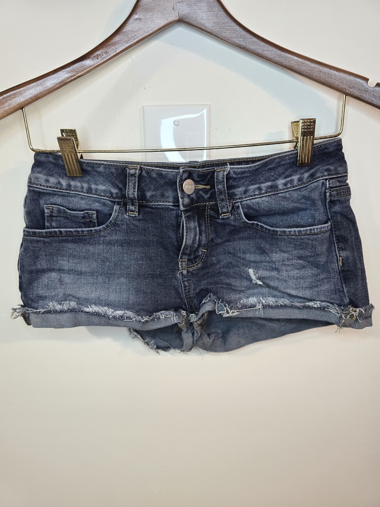 Victoria's Secret PINK Distressed Denim Jean Shortie Shorts Size 2 Y2K Style