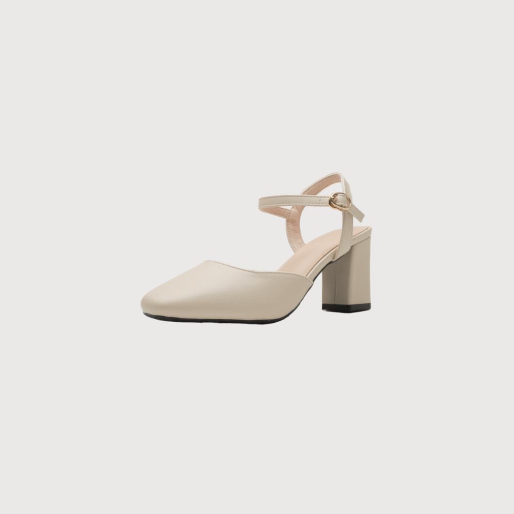 Ivory Slingback Petite Block Heel Size 4 Women's Shoes