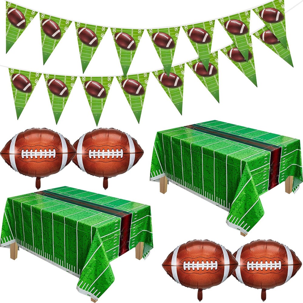 8-Piece Football Theme Party Disposable Plastic Tablecloth Set