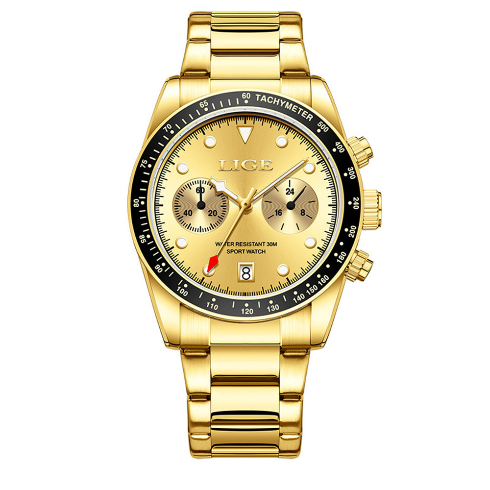 LIGE Men's 24-Hour Quartz Steel Business Casual Wristwatch