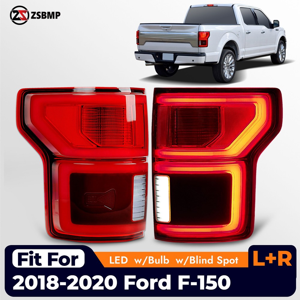 Pair LED Tail Lights For 2018-2020 Ford F-150 w/Blind Spot w/Bulbs Left+Right