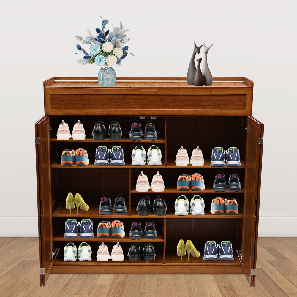4-Door Entryway Shoe Storage Cabinet with Tall Compartment