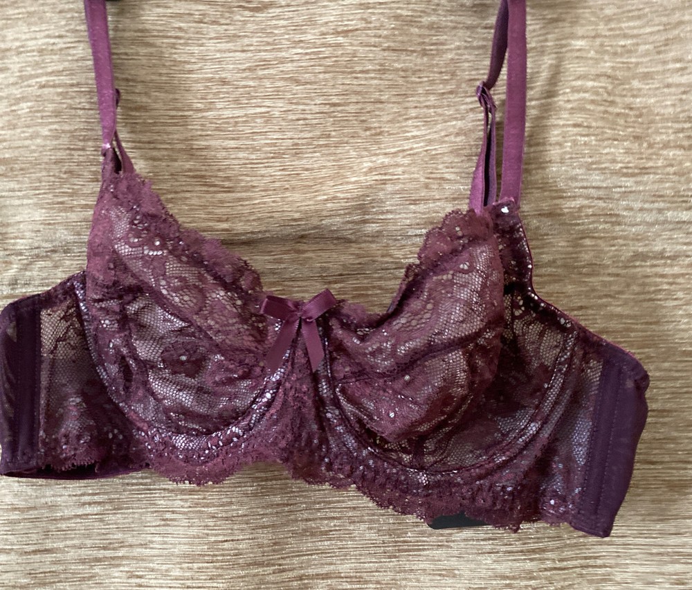 CLEARANCE SALE BWITCH LADIES WOMEN'S  BURGANDY UNDERWIRED LACE BRA SIZE 34B-image