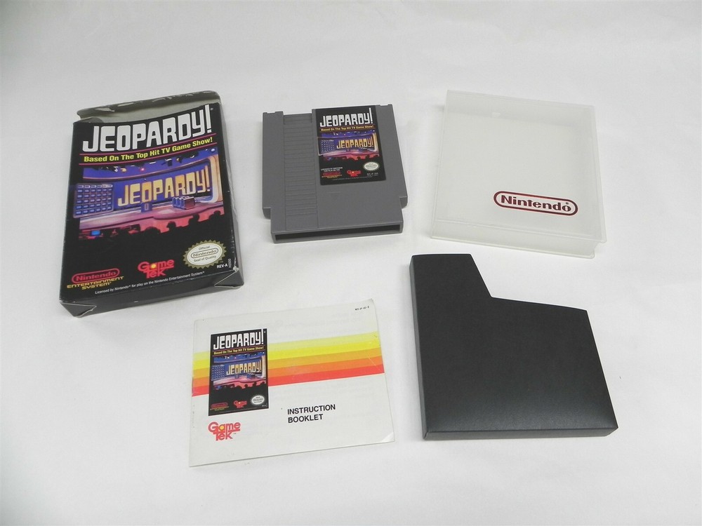 1980s Vintage Nintendo Jeopardy Game Cartridge with Box Sleeve & Booklet Retro NES