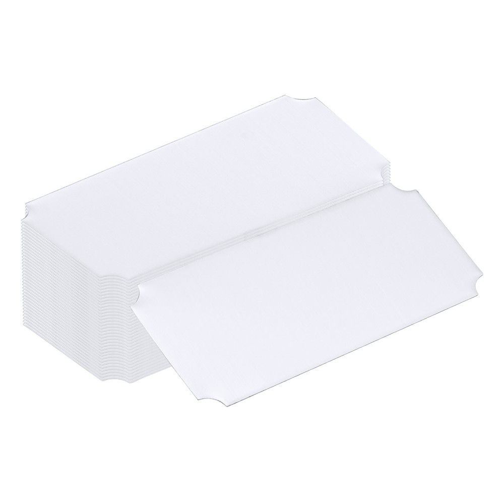 36 Pcs White Engraved Name Plates 6x2.5 Inch Picture Frame Labels Art Tags