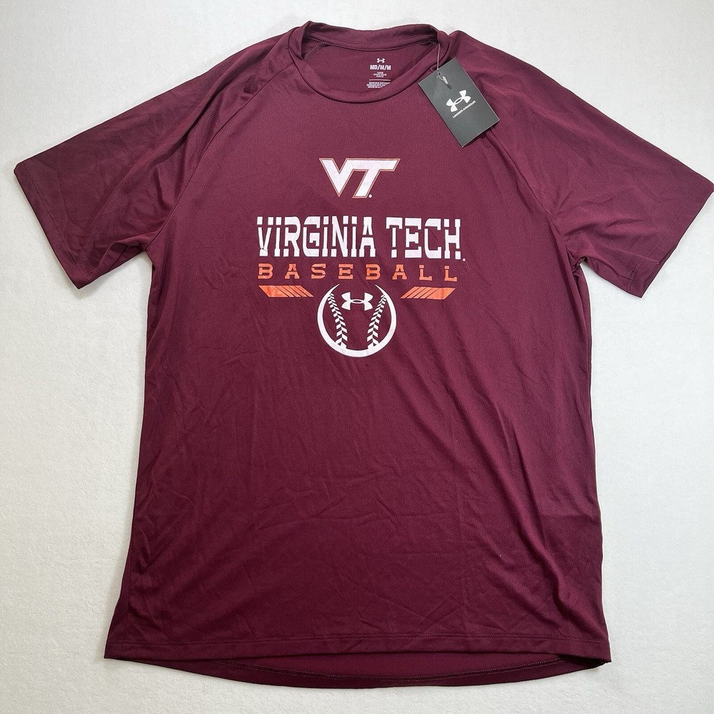 Under Armour Virginia Tech Baseball Men's Medium T-Shirt Loose Fit Maroon New