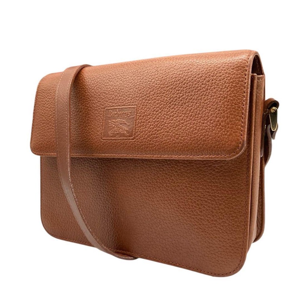 Burberry Shoulder Bag Nova Check Leather Brown Authentic F1205348