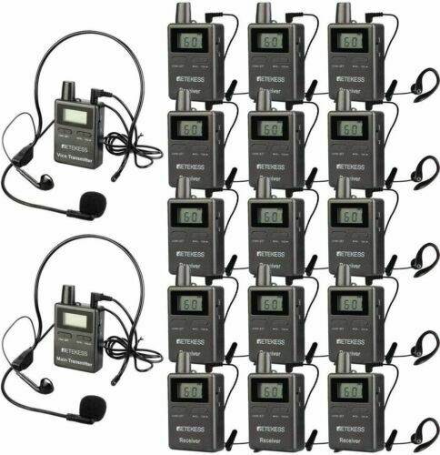 Retekess Wireless Assisted Tour Guide System Mic Transmitter 15 Receivers Museum
