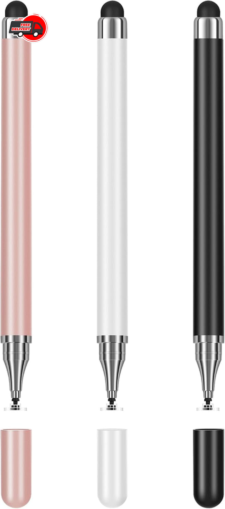 3-Pack Tablets Stylus Pen for All Touchscreen with Precision Disc Tip 2-in-1 ...