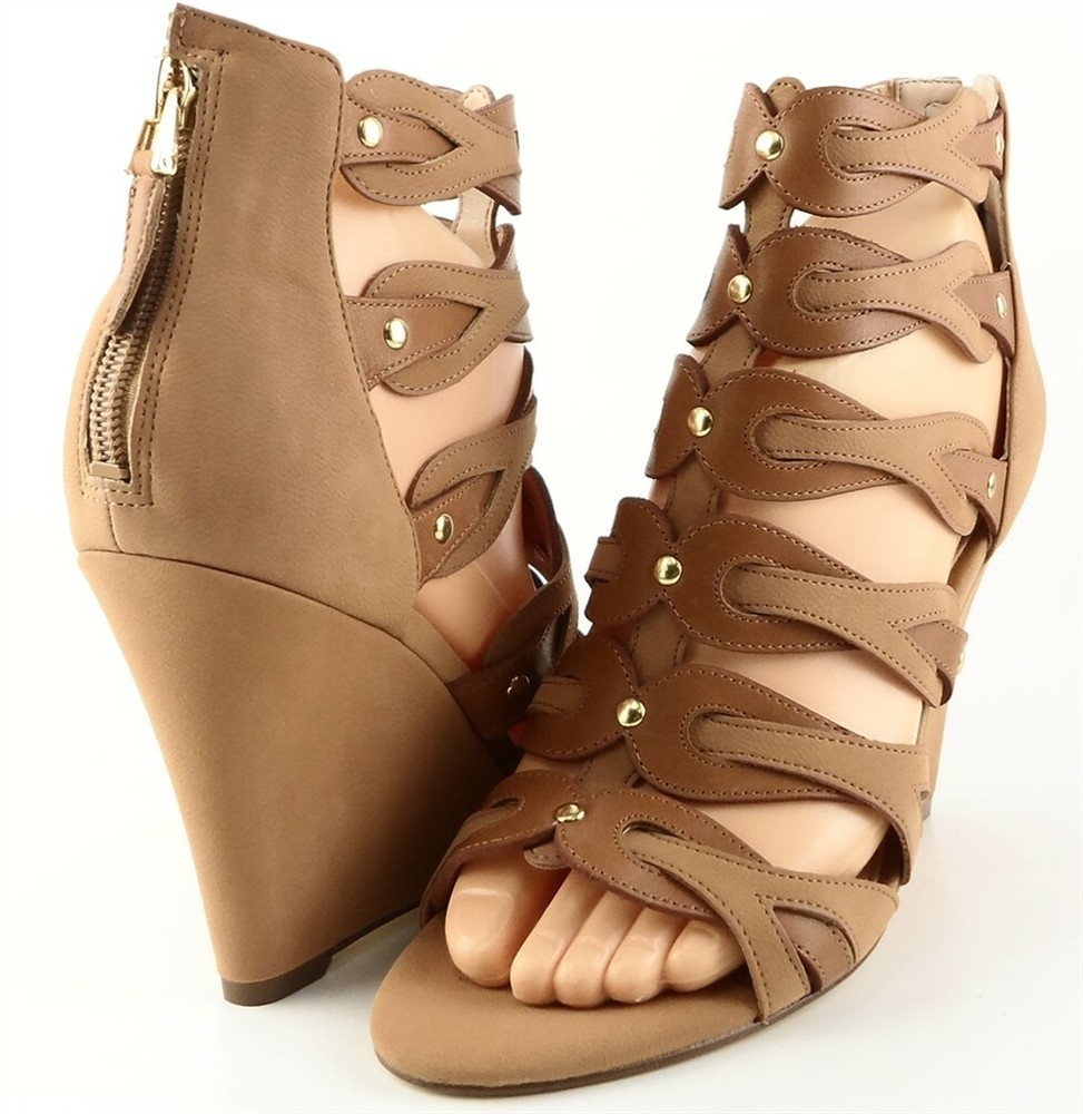 GUESS JILY $100 Designer Natural Strappy Wedge Sandals Size 11 M