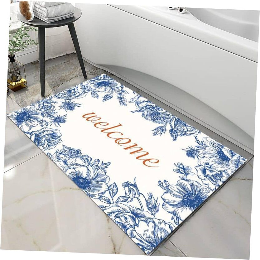 Non-Slip Front Door Mat 40x60cm Floral Pattern for Indoor Outdoor Use