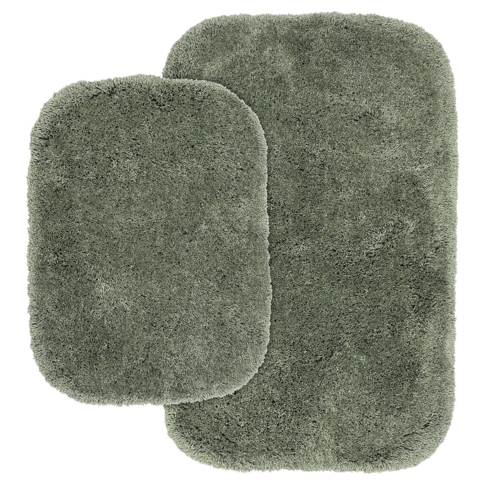 Luxury Deep Fern Green Ultra Plush Washable Bath Rug Set Soft Absorbent 2-Piece