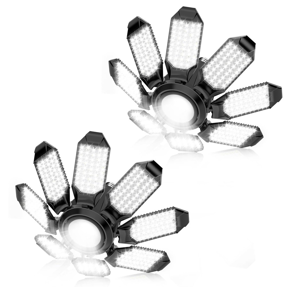 LED Garage Light - 2Pack Bright 50000LM Garage Lights Ceiling Led w/ 8 Deform...
