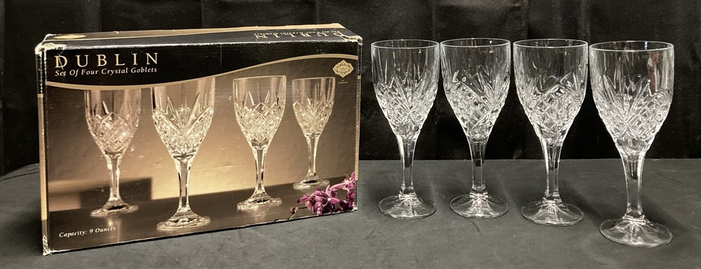 Godinger Shannon Dublin Crystal Iced Beverage Goblets Glasses 9oz Set of 4