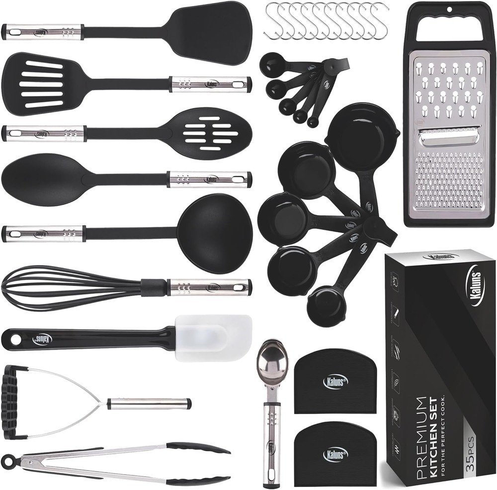 Kitchen Utensils Set 35 PCS Cooking Set, Nonstick and Heat Black