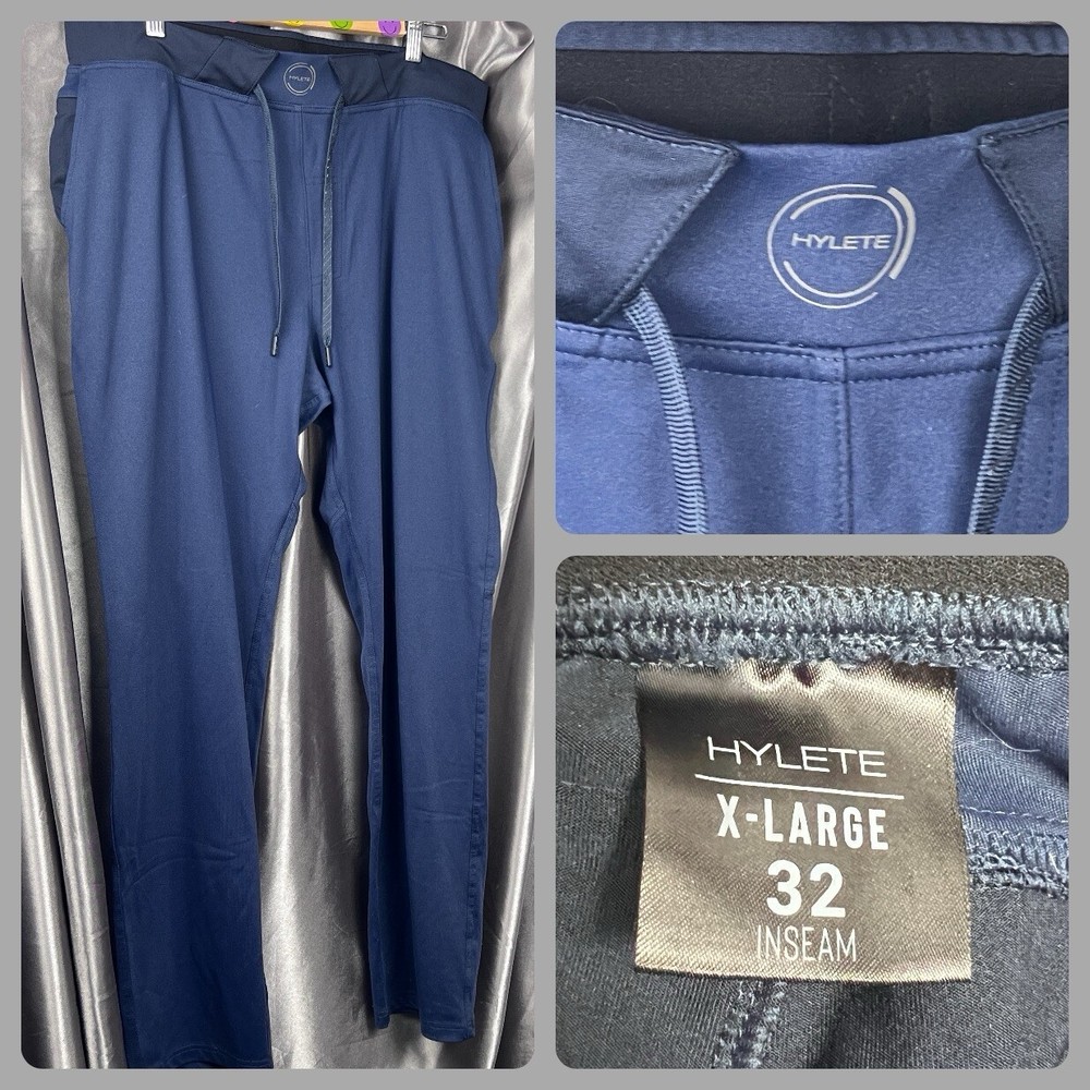 Hylete Ion Mens XL 32x30 Active Training Joggers in Blue for Golf Workouts