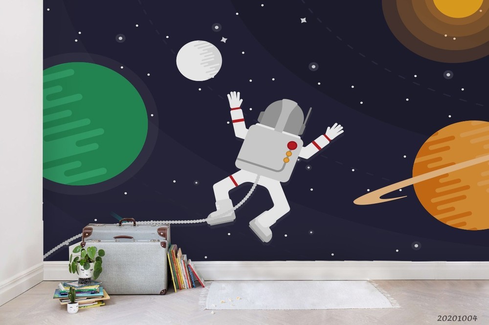 3D Space Astronaut Planet Illustration Wall Murals Wallpaper Murals Wall Sticker
