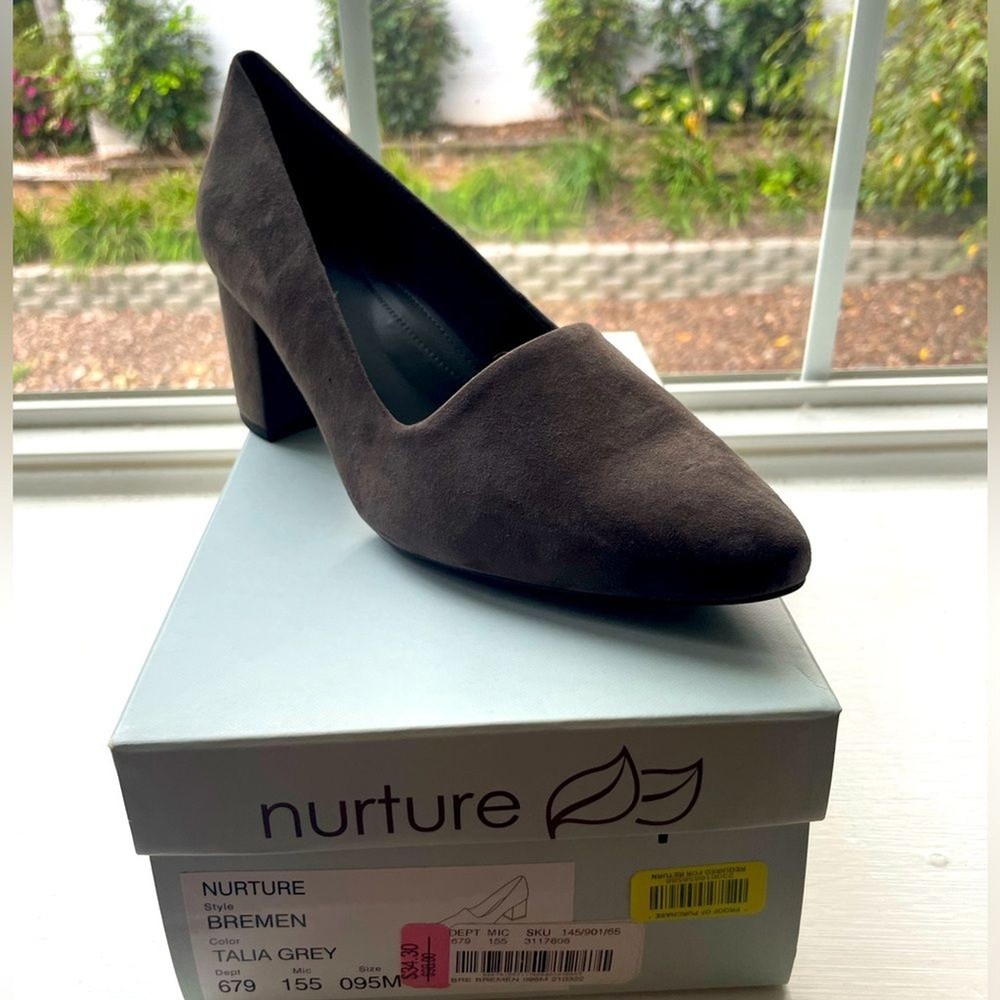 New gray suede heels