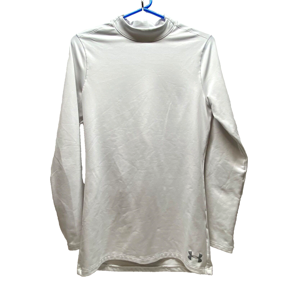 Under Armour Cold Gear Men's Small White Compression Long Sleeve UA Logo Shirt