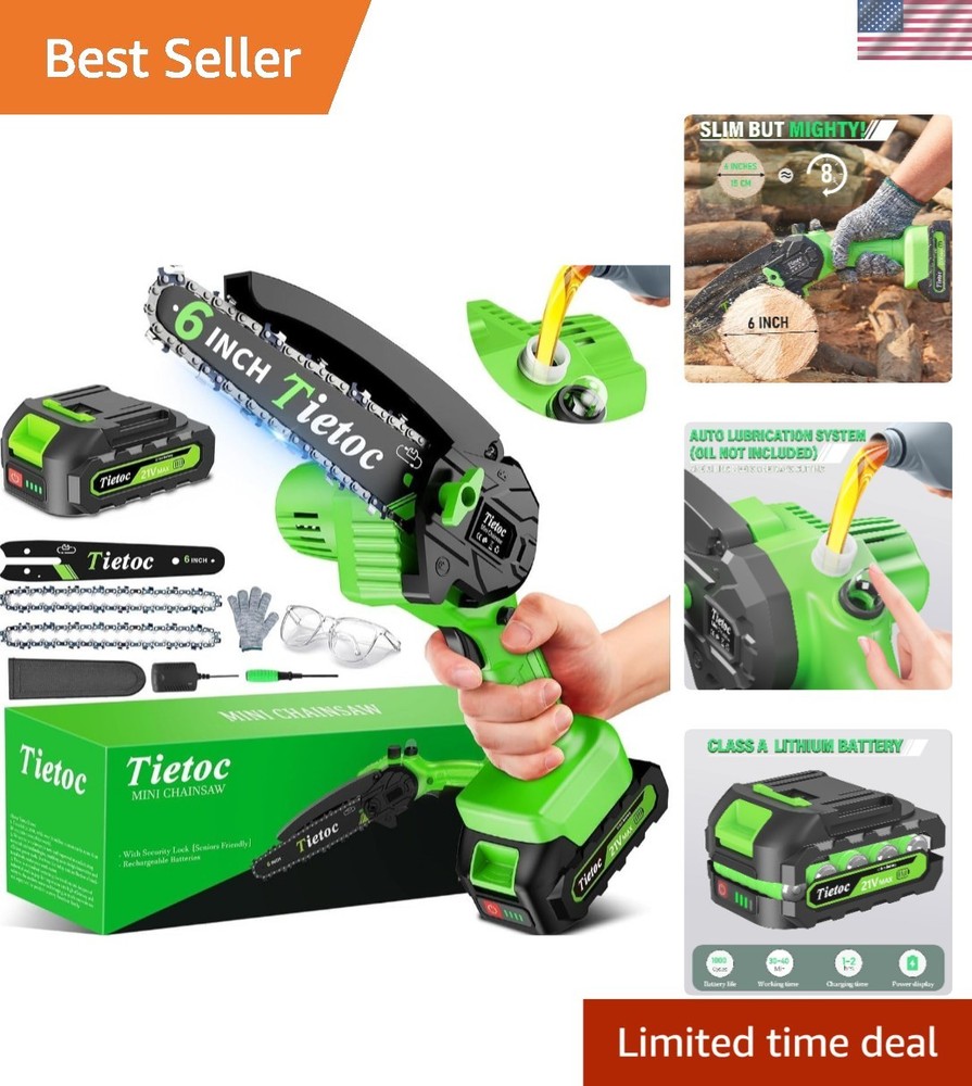 Compact 6 Inch Mini Chainsaw - User-Friendly Cordless Power Tool for Gardeners