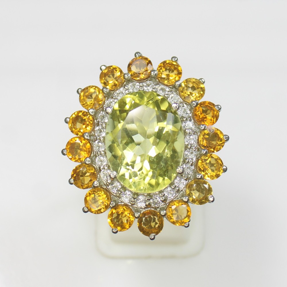 925 Sterling Silver Lemon Quartz Solitaire Ring - Natural Gemstone, All Sizes Available