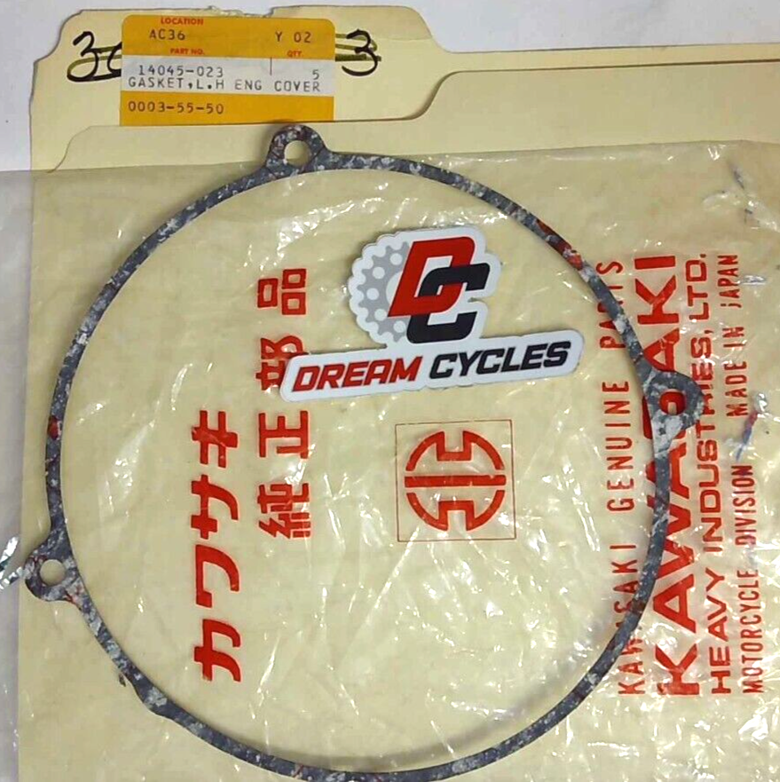 NOS GENUINE KAWASAKI LEFT ENGINE COVER GASKET 14045-023 KT250 KT 250 TRAIL OEM