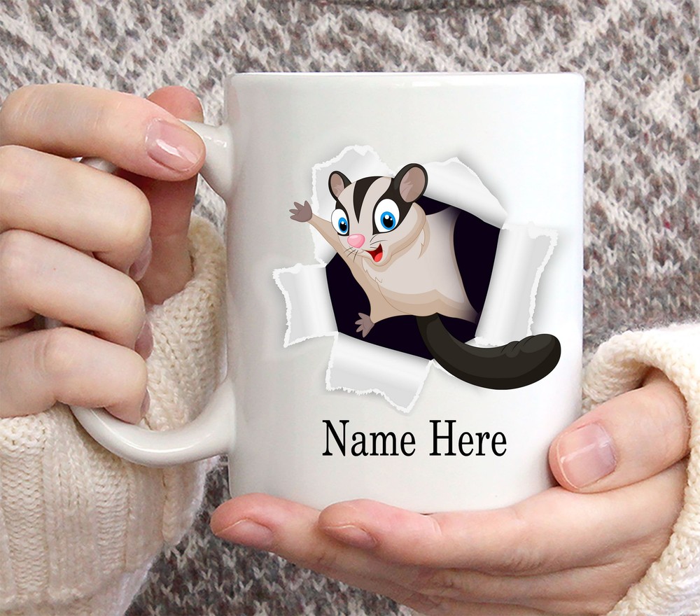 Funny Personalized Sugar Glider Custom Name Coffee Mug 11oz Sugar Glider Mug