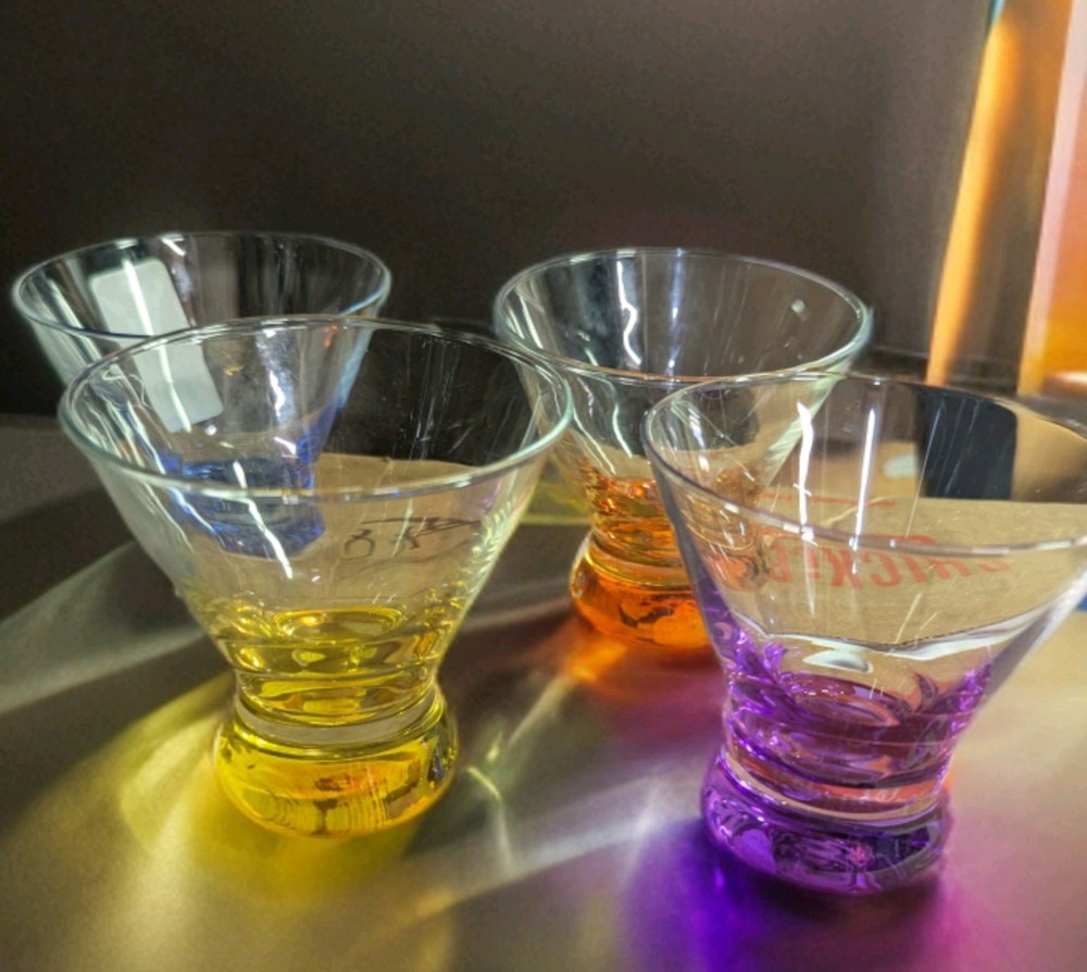 Vintage MCM Atomic Martini Glasses Set of 5 Weighted Base Cocktail Cups in 4 Colors