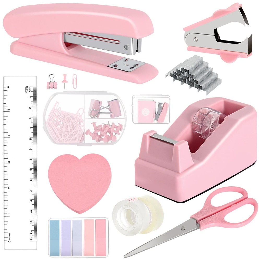 Office Desk Accessories, Pink Office Supplies Set Desk Accessories for Women,...