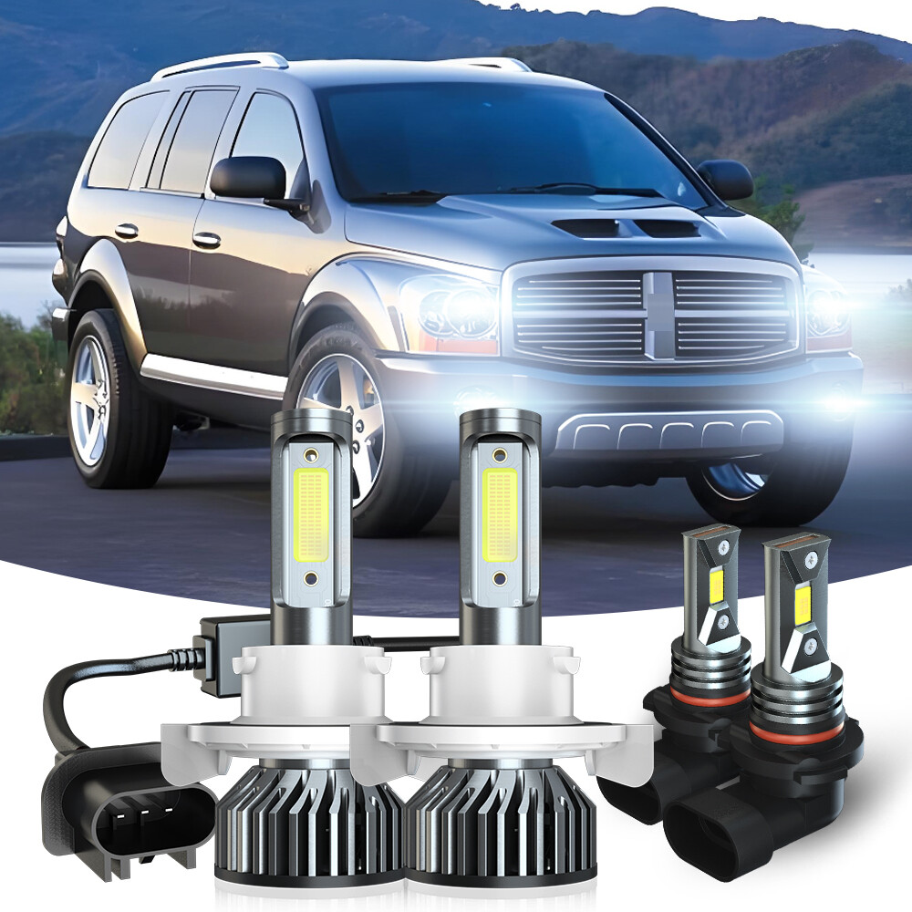 For Dodge Durango 2004 2005 2006 4x LED Headlight High Low Beam Fog Light Bulbs