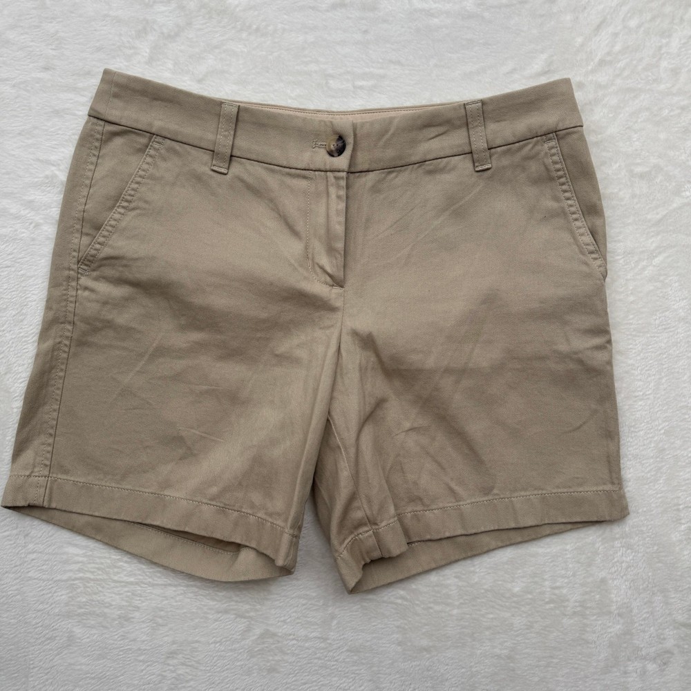 J.Crew Chino Shorts Womens 6 Khaki Mid Rise Stretch Cotton Twill 5 Inch Inseam