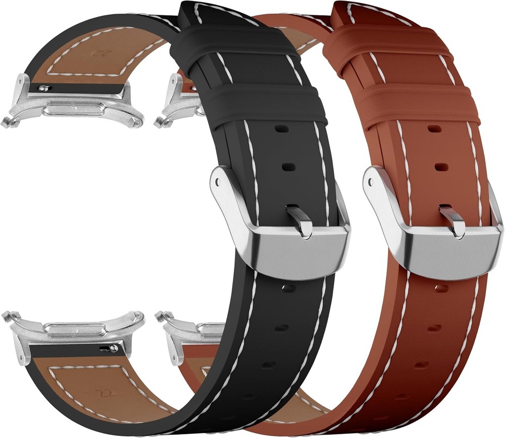 2 Pack Leather Strap Compatible with Samsung Galaxy Watch 7 Ultra 47mm