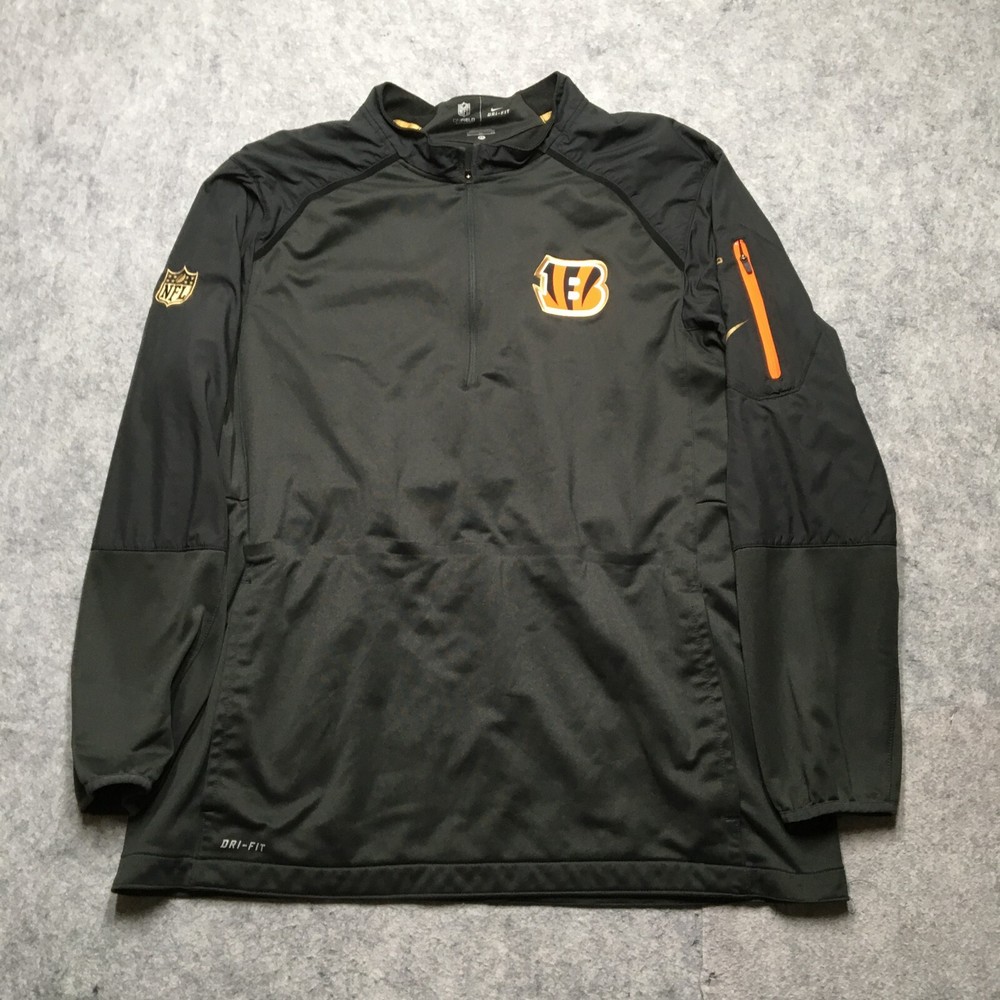 Nike Cincinnati Bengals Super Bowl Jacket Mens XL Gray Gold 1/4 Zip Pullover NFL