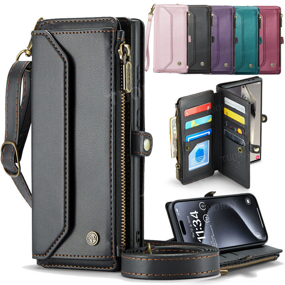 For iPhone 15 14 Pro Max 11 13 12 7 8 Plus XS XR Case Leather Flip Wallet Cover