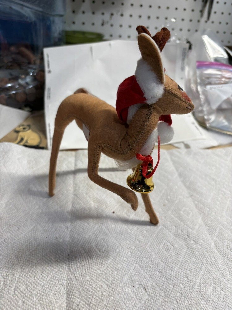 Vintage 1986  Annalee Christmas Reindeer Standing Figurine Mobilitee Bell