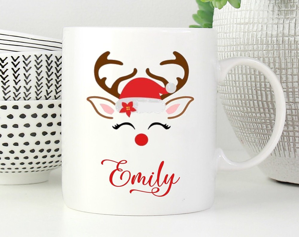 Cute Christmas Mug * Personalized Christmas Reindeer Mug * Custom Christmas Gift