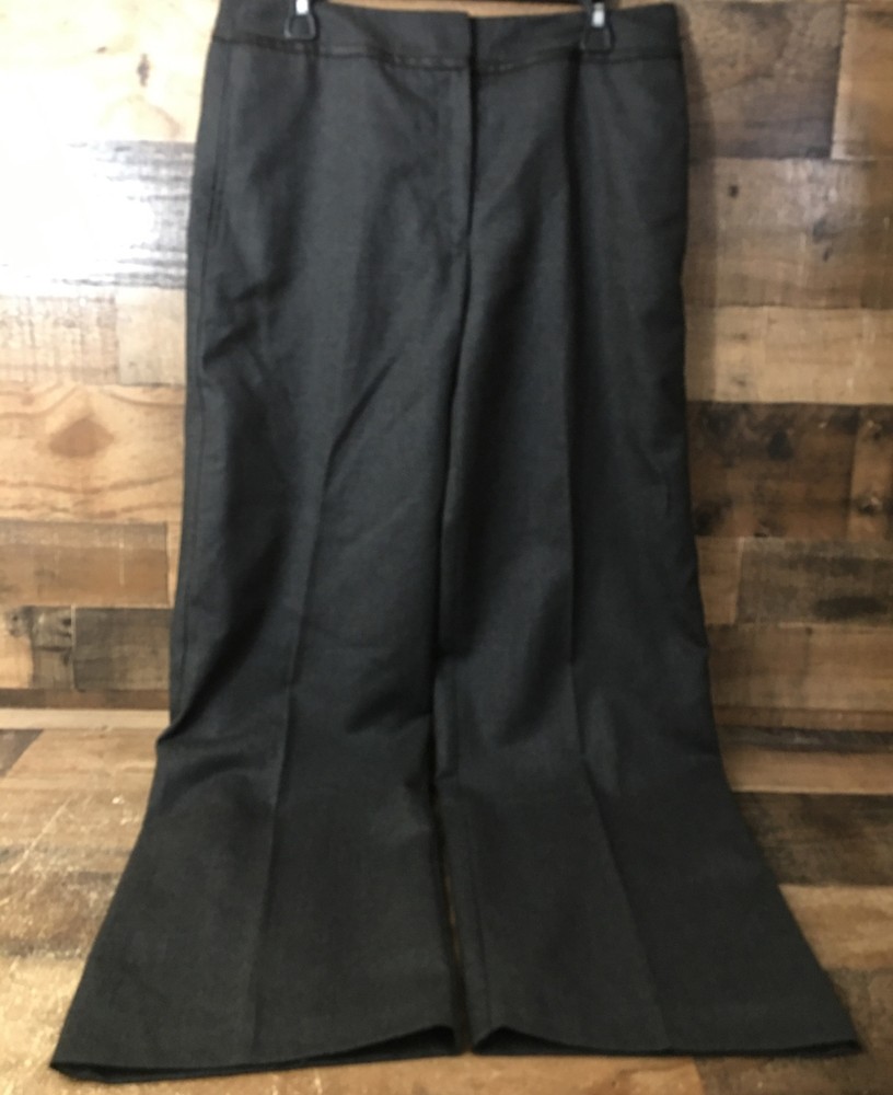 Liz Claiborne Wool Pants Women 12 Gray Audra Straight Leg Lined Office Boss