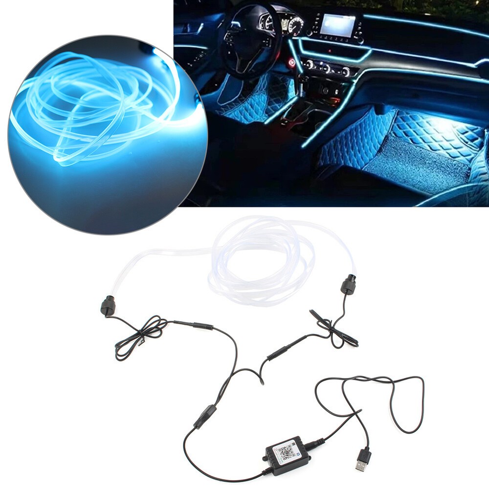 Remote Controlled 4M Fiber Optic Car Ambient Neon Interior Light for Enhanced Atmosphere