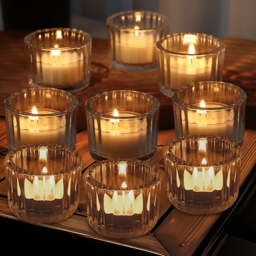 12-Piece Glass Votive Candle Holders for Tea Lights