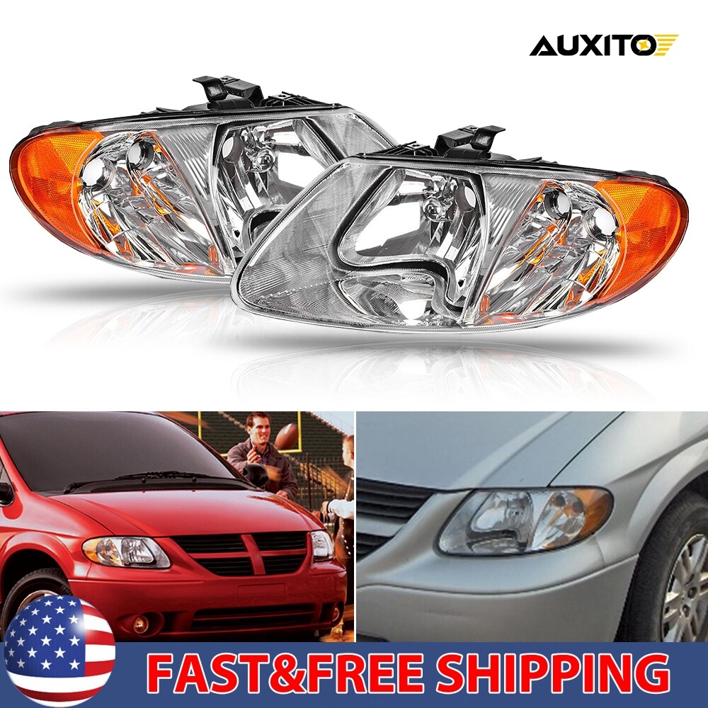 For 2001-2007 Dodge Caravan/Chrysler Town&Country Headlights Assembly Pair Lamp